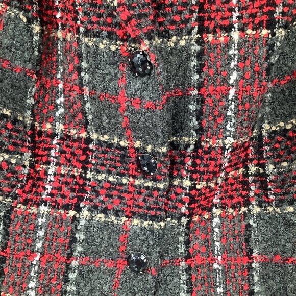 Fashion Bug Blazer 16W Women’s Red & Gray Plaid Tweed With Button Closure Office - Picture 3 of 9